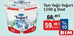 DOST TAM YAĞLI YOĞURT 1500 G fiyat ve kampanya bilgisi